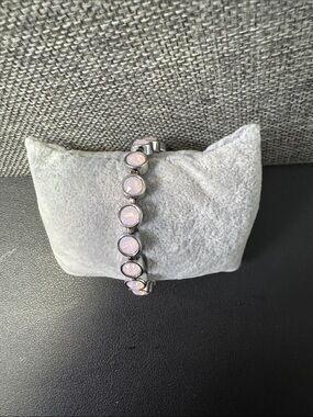 Silver Bracelet with pink Opal Stones - Women's Jewelry